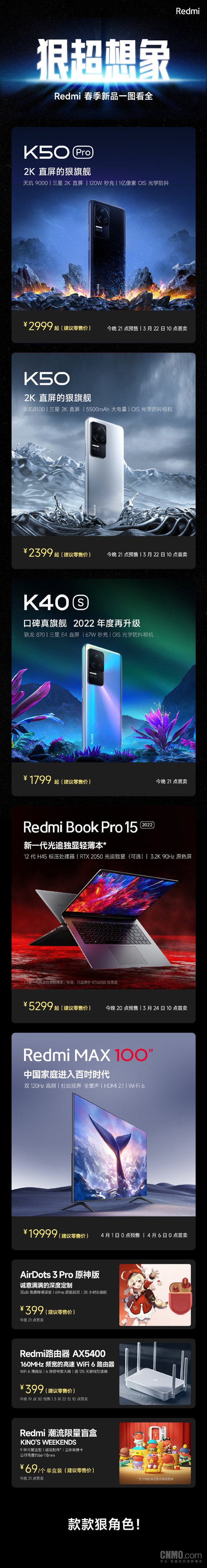 Redmi昨晚包含K50系列双旗舰一口气推出8款新品