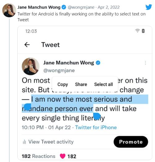 好消息！推特 Twitter 安卓 App 终于将支持自由复制推文