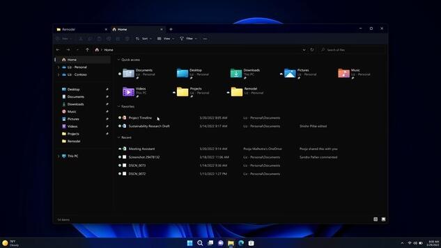 Windows 11:资源管理器大改！更新设计使用户快速访问喜爱的文件