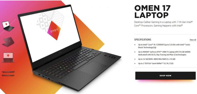 惠普新款 Omen 17 笔记本曝光：搭载16核24线程i9-12900HX 处理器